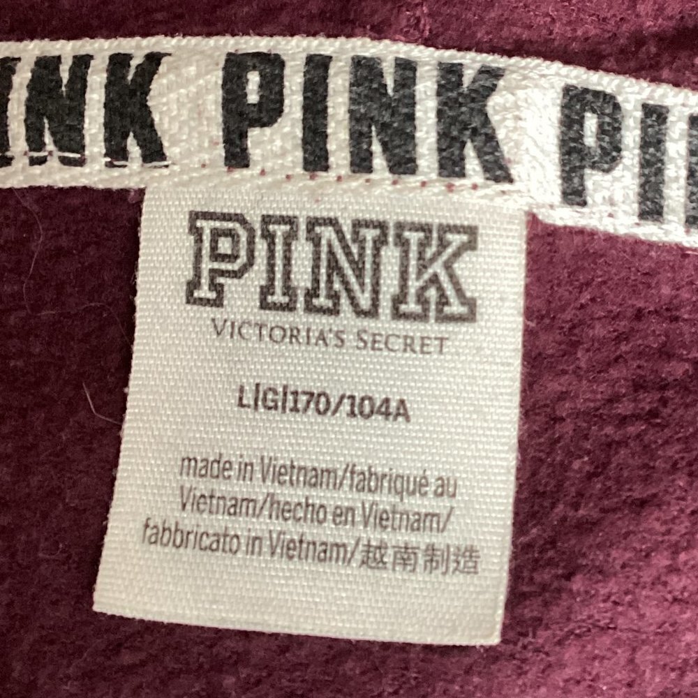 PINK by‎ Victoria's Secret Full Zip Everyday Lounge Hoodie L Burgundy Plum #178J - Picture 9 of 11